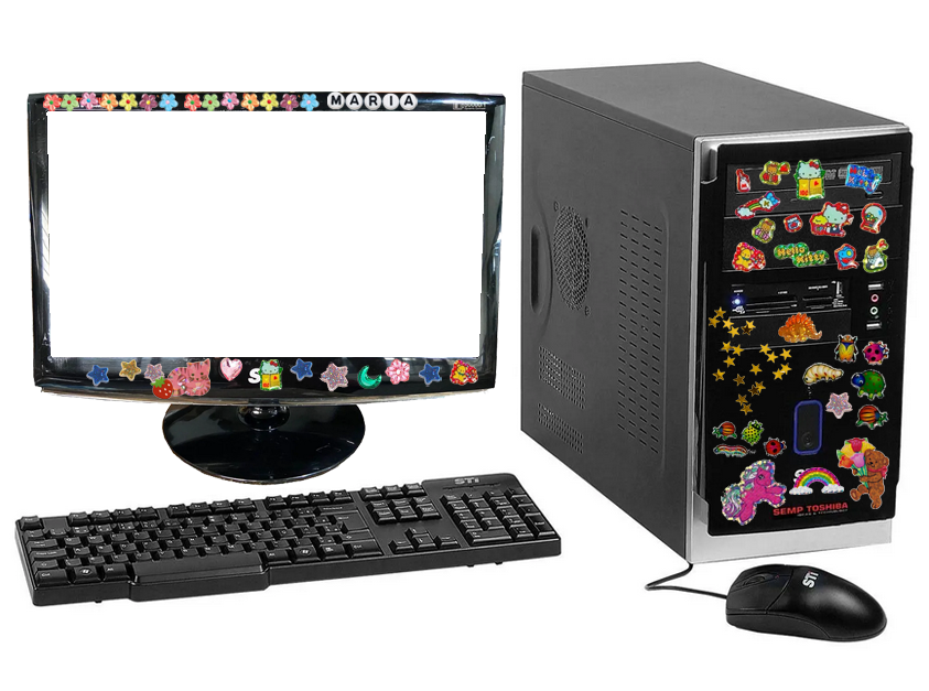 Computador com adesivos